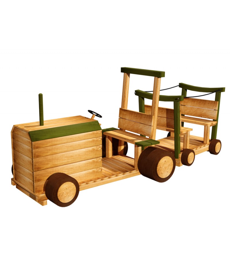 Tractor con remolque de madera de robinia 